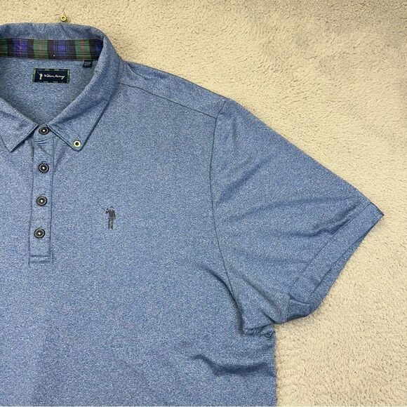 William Murray Polo Shirt Mens XXL Blue Golf Stretch Performance Contrast Plaid - Picture 5 of 16